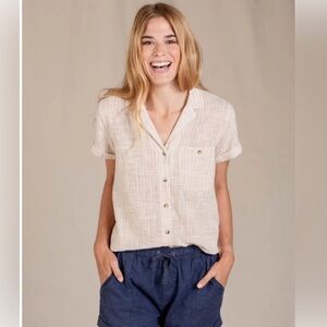 Toad & Co women’s camp cove short sleeve shirt organic cotton size medium